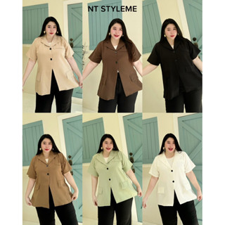 เสื้อเบเซอร์แขนสั้น แหวกหลัง ตัวยาว Collection ใหม่อก36-54นิ…