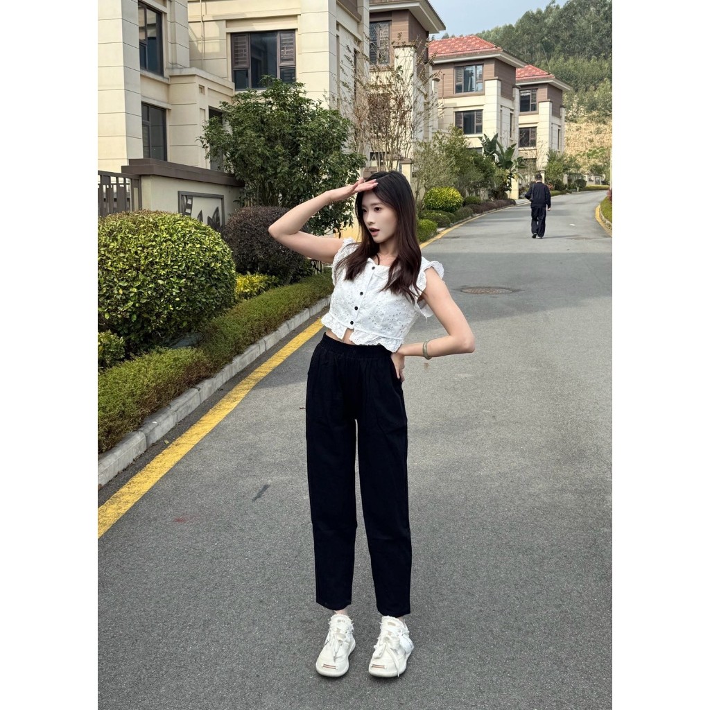 242🌈พร้อมส่ง🍀 กางเกงคาร์โก้ สไตล์เกาหลี 💗ไซต์ยางยืด👚 สําหรับผู้หญิง 🎀 ผ้าไม่บาง💗กางเกงขายาว🍓เอวสูง