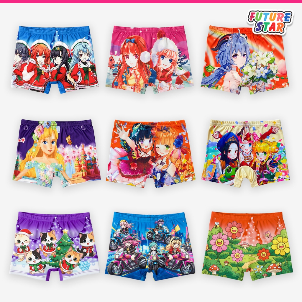 10 ตัว กกน เด็กหญิง กางเกงในเด็กผู้หญิง แบบมีขา ยกแพค คละสีคละลาย ผ้าสเปนเด็กซ์ สีสดใส ใส่สบาย