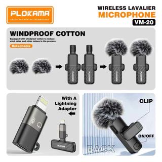 2in1 ไมโครโฟนไร้สาย เสียบปลั๊กรีบใช้ ใช้ได้กับIos/Type-C Wireless Lavalier Microphone ตัดเสียงรบกวนไมค์คู่