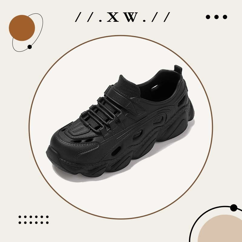 XWshopee รองเท้าแตะชายหาดผู้ชายฤดูร้อน สำหรับใส่นอกบ้าน พื้นหนากันลื่น ดีไซน์หัวปิดแบบสปอร์ต ไม่อับเท้า