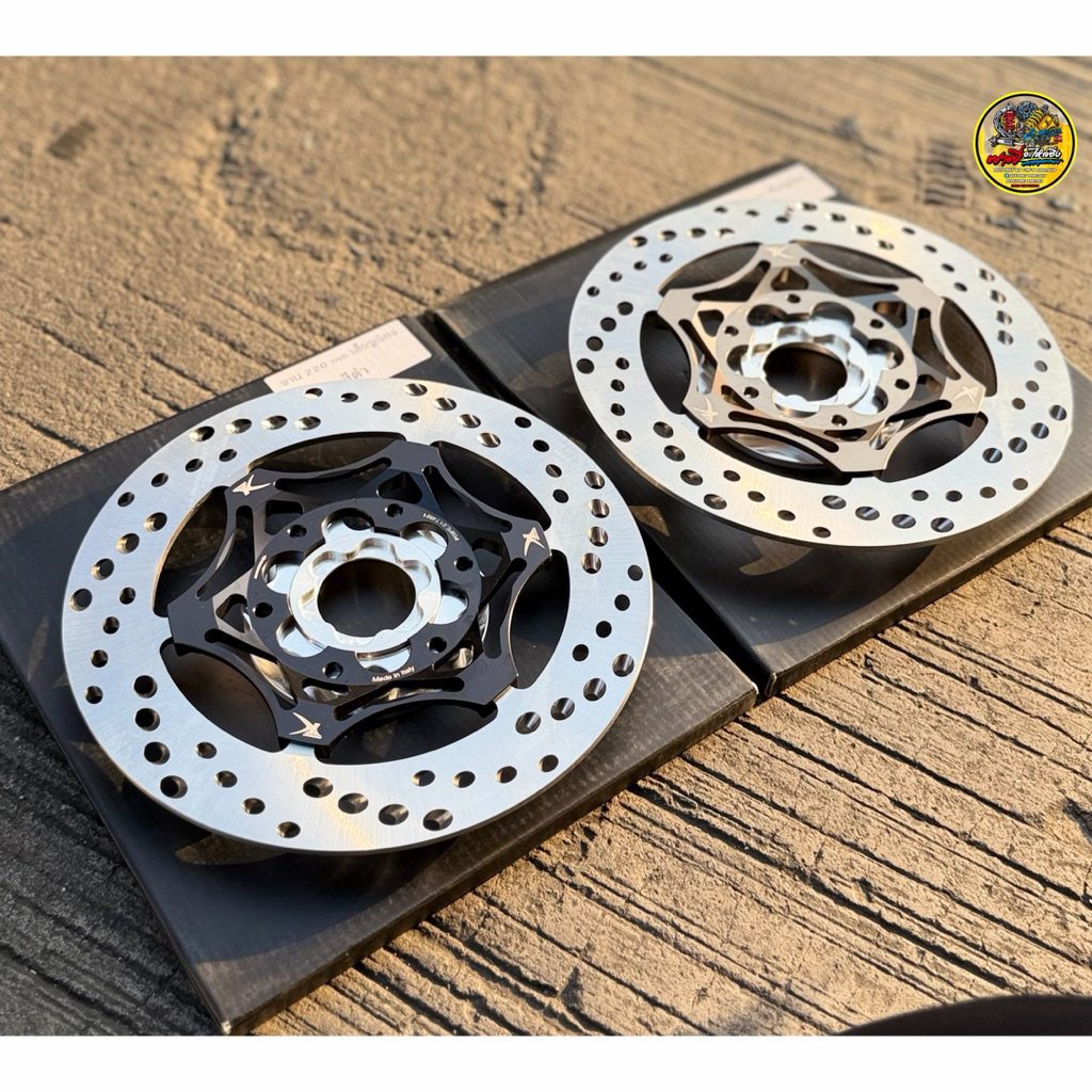 จานTK-tz รูเฉียงไม่มีหมุด 220mm + พร้อมสเปเซอร์ (ไม่ต้องปาดดุม) สำหรับดุมW125S/RW125iบังลม/W100sUbox