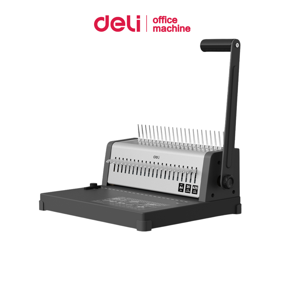 Deli เครื่องเข้าเล่ม เครื่องเข้าเล่มสันห่วง เจาะกระดาษ 25pต่อครั้ง ใบมีดคม Binding Machine ราคา ถูกที่สุด ดีลบีเคเค