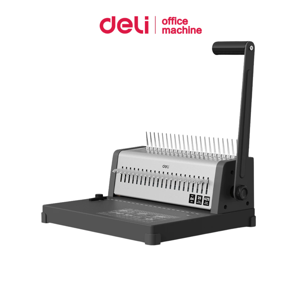Deli เครื่องเข้าเล่ม เครื่องเข้าเล่มสันห่วง เจาะกระดาษ 25pต่อครั้ง ใบมีดคม ทนทาน Binding Machine