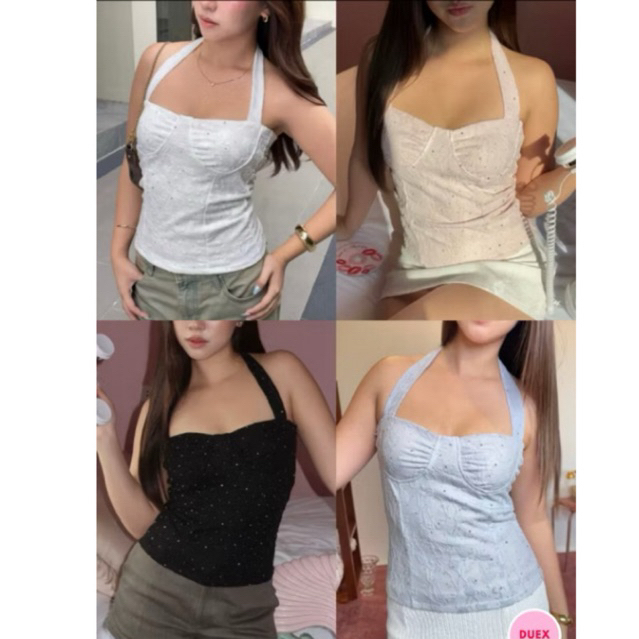 duex_studio venice top (pink 💗) ผ้าลูกไม้ ปักเพชรสลับcrystal only at Duex! ทรงทำ เหมือนcorsetแต่ไม่ม