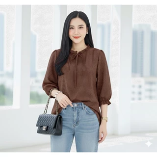 เสื้อไหมอิตาลี่ ลายสก็อต สาวอวบใส่ได้ ผ้าไม่ร้อน ไม่ต้องรีด