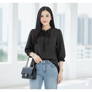 เสื้อไหมอิตาลี่ ลายสก็อต สาวอวบใส่ได้ ผ้าไม่ร้อน ไม่ต้องรีด
