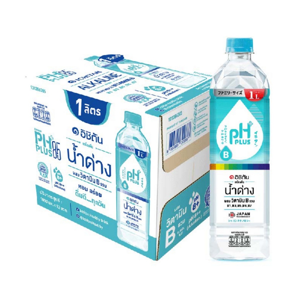 ICHITAN อิชิตัน น้ำด่าง ผสมวิตามินบีรวม 1000 ml. 12 ขวด