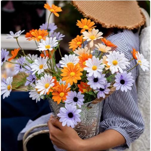 Flowers, fake flowers, multicolored silk petals, fake flower bouquets, creative props for photograph