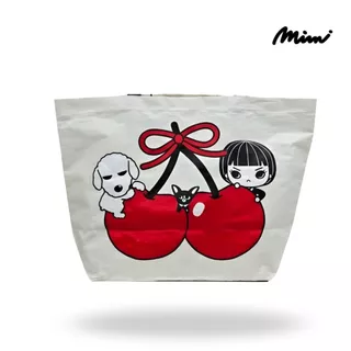 Mimi กระเป๋า Cherry Bag ทรงสี่เหลี่ยม เบจ A9YEBE