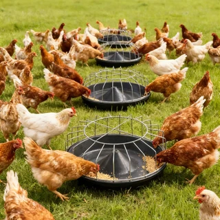ถาดให้อาหารไก่ อ่างอาหารสัตว์ปีก แบบกลม ป้องกันการสเปร็ด ขนาด 30/40/50ซม. สำหรับไก่ เป็ด ห่าน