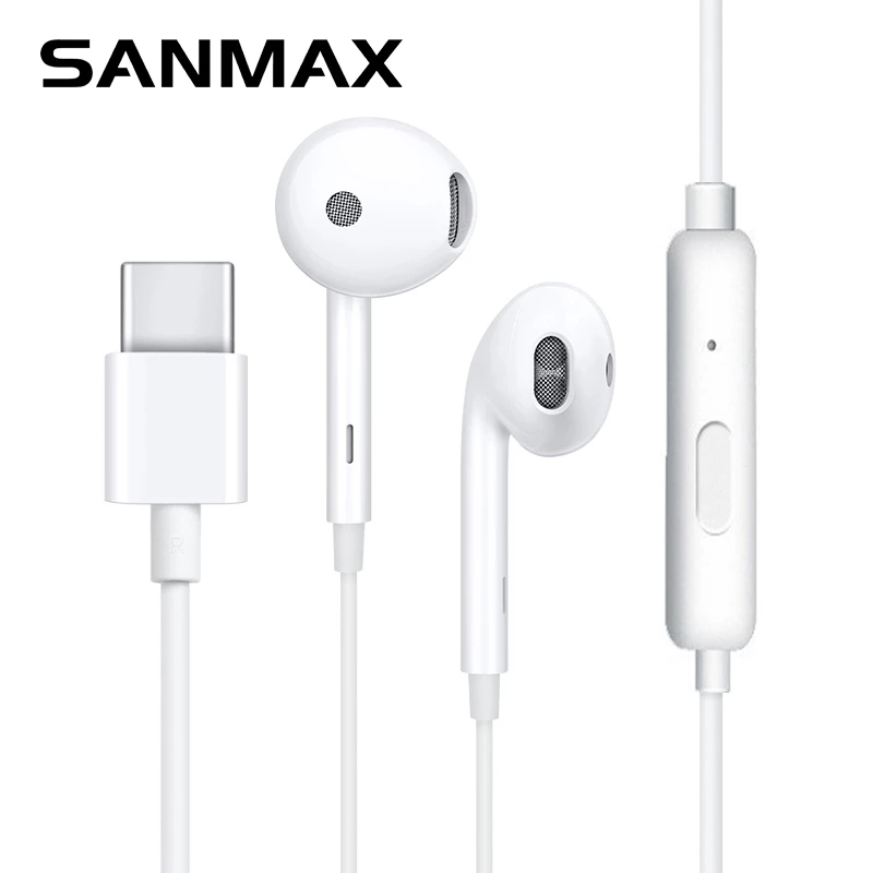 sanmax หูฟัง typec Find X อินเทอร์เฟซ ไมโครโฟนในตัว เสียงดี (รับประกัน 1 ปี) AA สำหรับ i15 i16 i17 a16 s20 s21 s22 ..