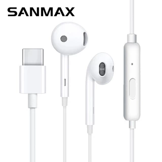 sanmax หูฟัง typec Find X อินเทอร์เฟซ ไมโครโฟนในตัว เสียงดี （รับประกัน 1 ปี） AA สำหรับ i15 i16 i17 a16 s20 s21 s22 ..