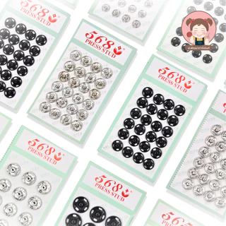 กระดุมแป๊ะ สีเงิน/สีดำ ขนาด 6–12mm Press Stud กระดุมกดติด งานเย็บผ้า DIY