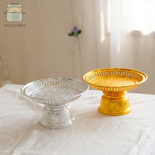 พานรัตนโกสินทร์ 18 ซม. สีเงิน-สีทอง