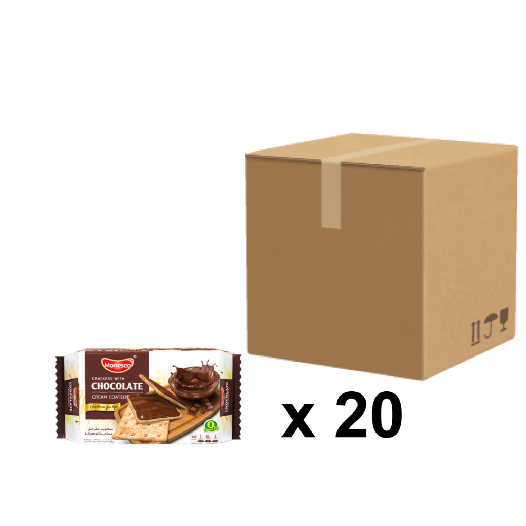 (ยกลัง) แครกเกอร์ ช็อกโกแลต ครีม โคทเต็ด 120 กรัม (ตราโมเนสโก้) / Crackers Chocolate cream Coated (Monesco Brand)