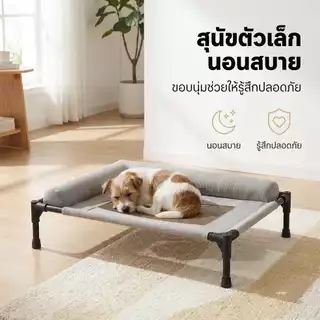 เตียงสัตว์เลี้ยง ป้องกันการกดทับ รับน้ำหนัก 65kgที่นอนหมา เตียงสุนัข ผ้าตาข่าย ระบายอากาศ