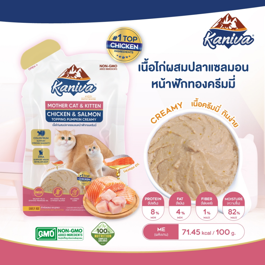Kaniva Mother Cat & Kitten อาหารเปียกคานิว่า สำหรับแม่และลูกแมว 35 กรัม ยกโหล *12 ซอง - รูปที่ 4