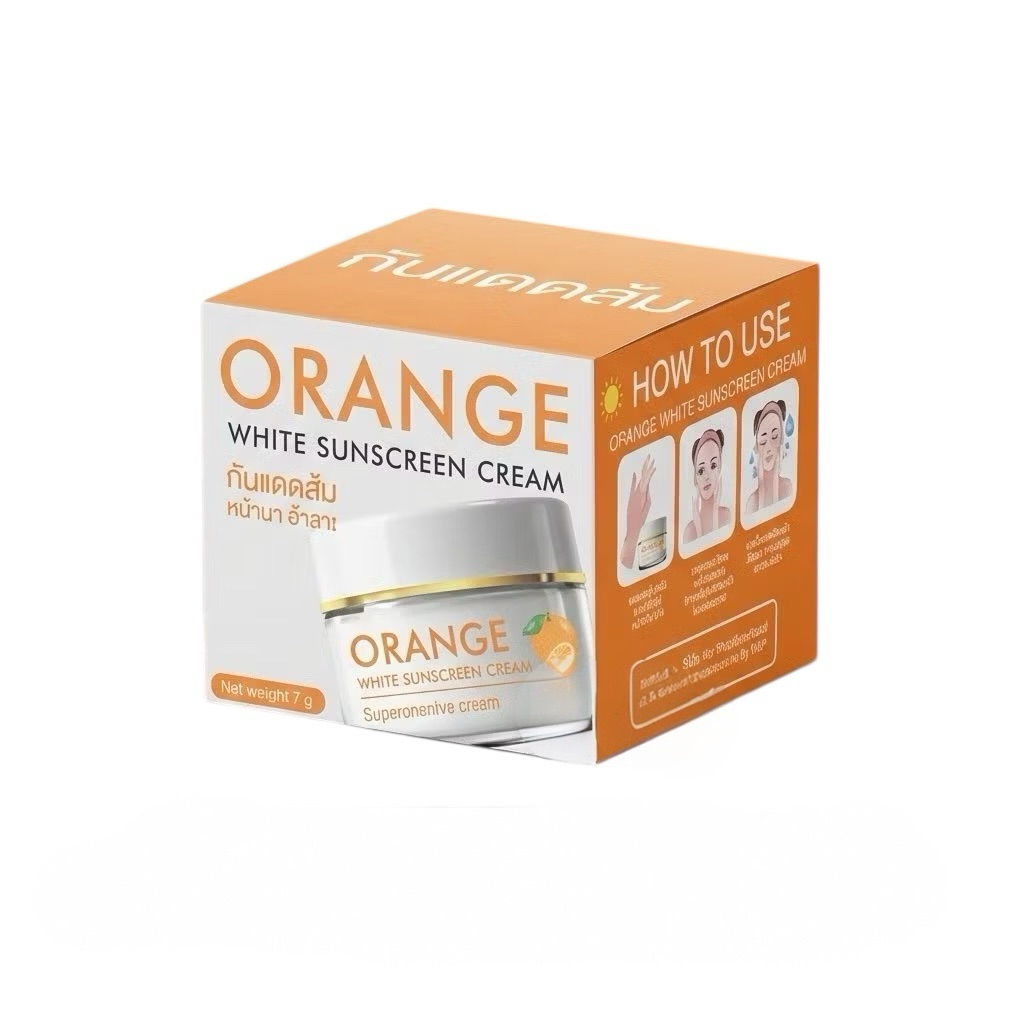 กันแดดส้ม Orange White Sunscreen Cream ปริมาณ 5 กรัม (แพ็กเกจใหม่)
