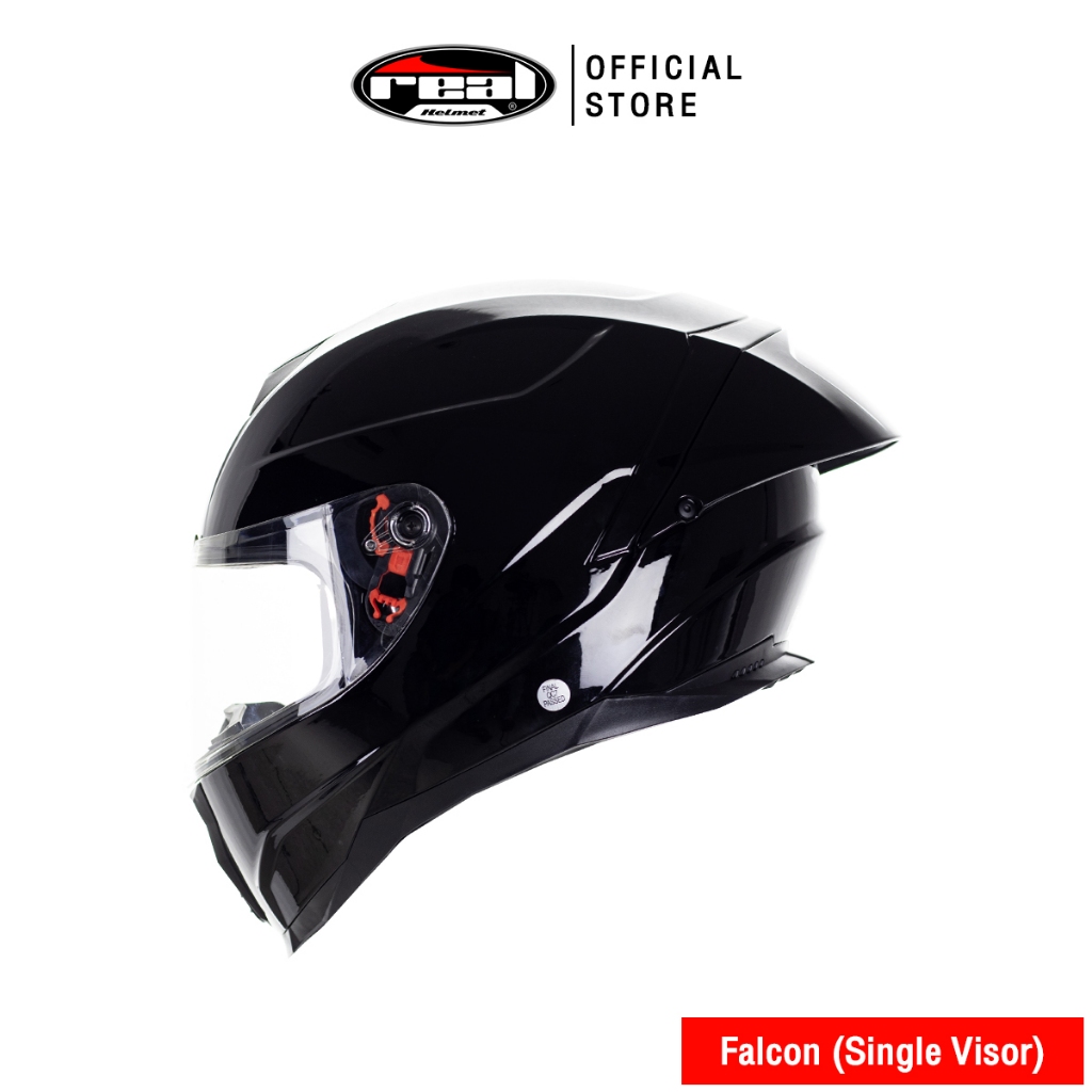 Real Helmets - หมวกกันน็อคเต็มใบ หมวกกันน็อค Falcon (SVS) พื้น (กระจกชั้นเดียว)