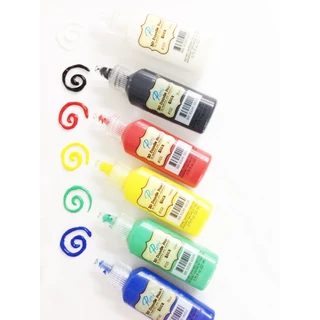 01-D102 สีเพ้นท์ผ้ากาวร่างเส้น 3 มิติเส้นนูน สีดำแม่สี Patty 3d doodle fabric paint (black slick)