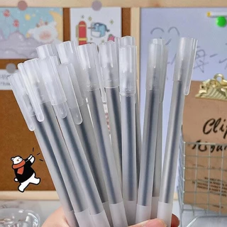 50 ชิ้น ปากกาเจล สไตล์ MUJI ปากกาเจลใสฝ้า ปลอกขุ่น 0.5mm หัวเข็ม เขียนลื่น