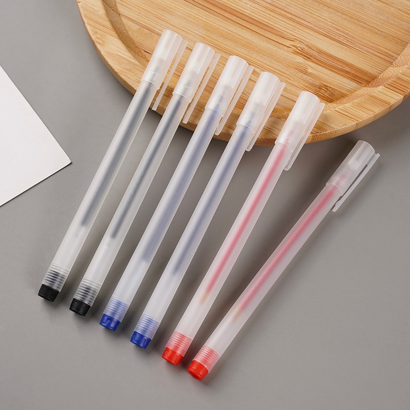 50 ชิ้น ปากกาเจล สไตล์ MUJI ปากกาเจลใสฝ้า ปลอกขุ่น 0.5mm หัวเข็ม เขียนลื่น