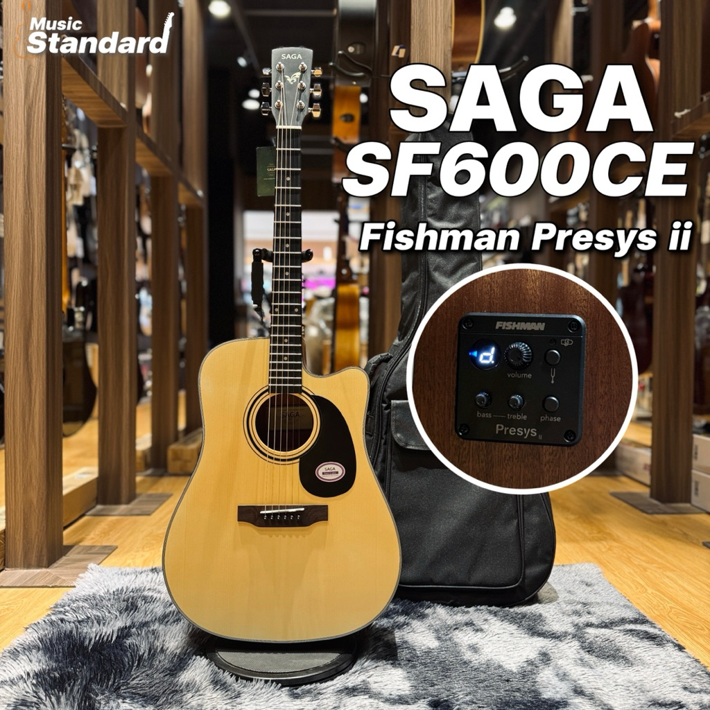 Saga SF600CE กีตาร์โปร่งไฟฟ้า ภาคไฟฟ้า Fishman Presys ii ฟรีของแถมหลายรายการ (มีจัดส่งด่วน กทม. ปริม