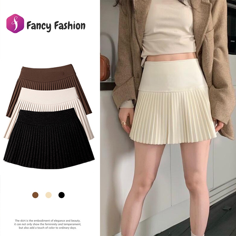 Fancy กระโปรงพลีทจีบเล็ก มีซับใน ผ้าวูล ruffle  skirt สไตล์เกาหลีเกาใจน่ารักคิคุ