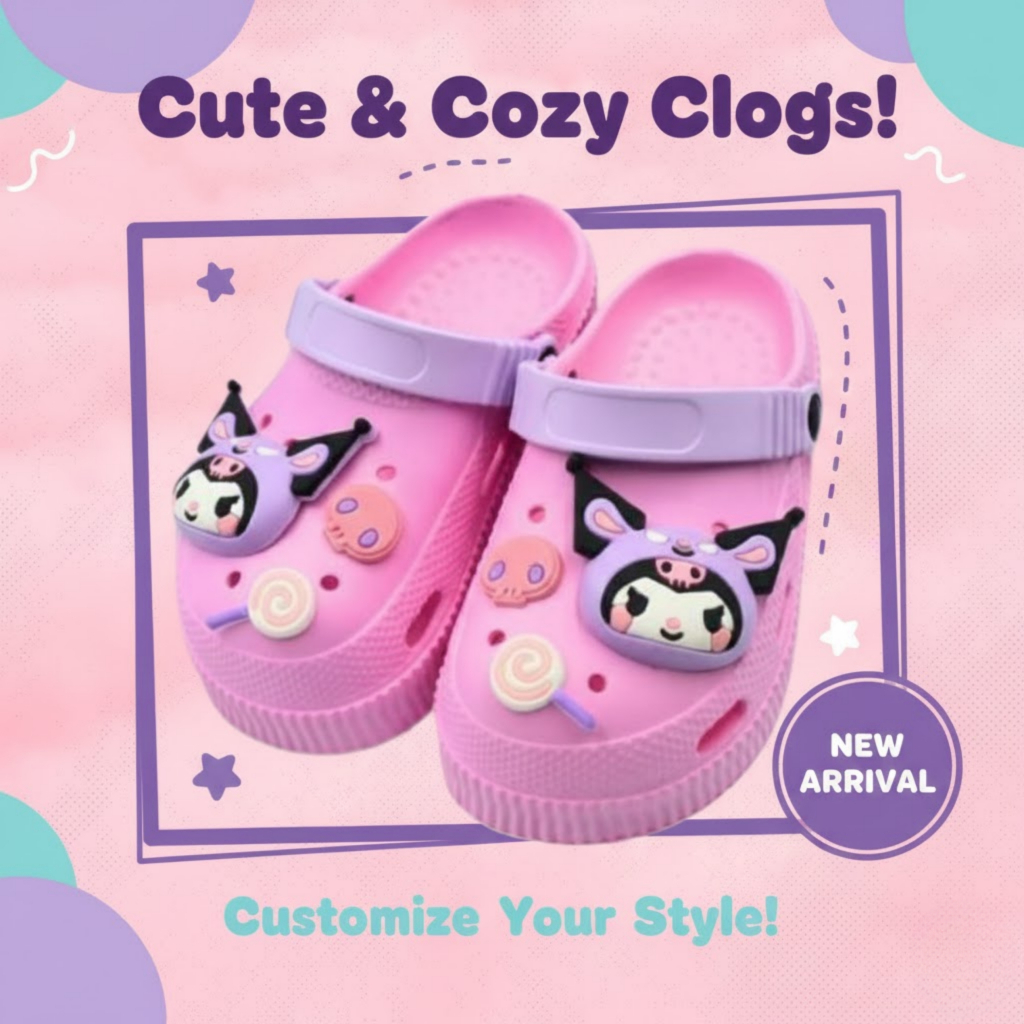 รองเท้าหัวโตเด็ก Y-Roon X Kuromi (33-1083) ลิขสิทธิ์แท้ โทนสีพาสเทล มีสายรัดเท้า - รูปที่ 4