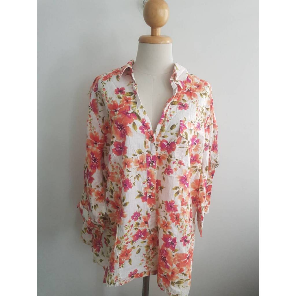 RL008-เสื้อคอตตอนแขนสามส่วนสีสด Karen Scott 2X 54/27