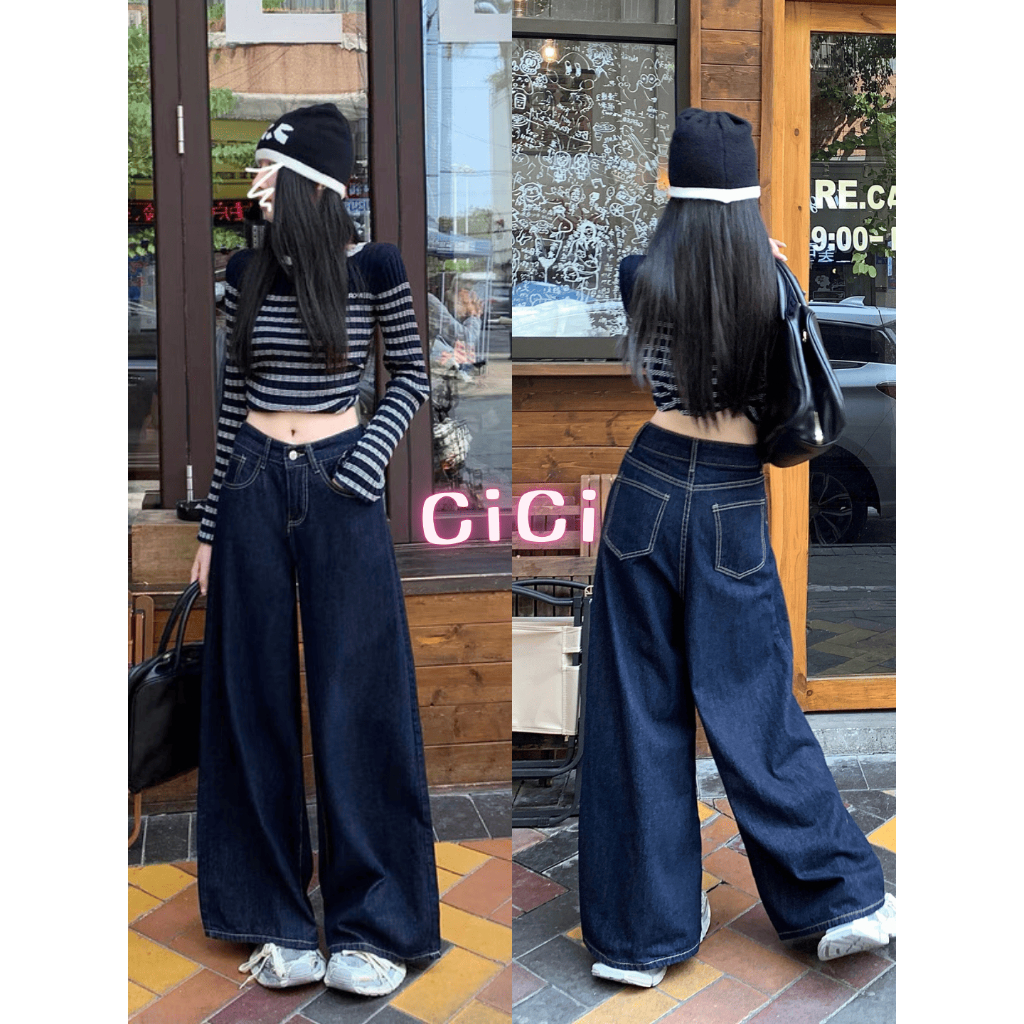 ส่งทันที Cici(NO. 636) กางเกงยีนส์ขากระบอกใหญ่ ทรงสวย ผ้าดี Old style