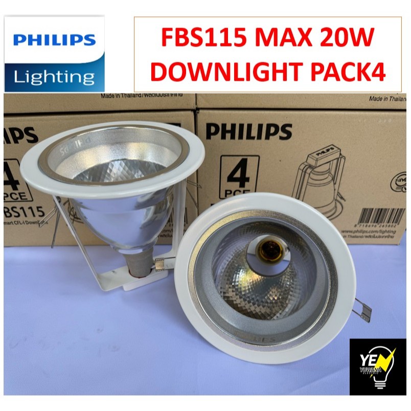 Philips โคมไฟ ดาวน์ไลท์ ฝังฝ้า ฟิลิปส์ ขั้ว E27 FBS115 ขนาด 5" Pack4 (ราคาโคมเปล่าต่อ 4 ชุด)
