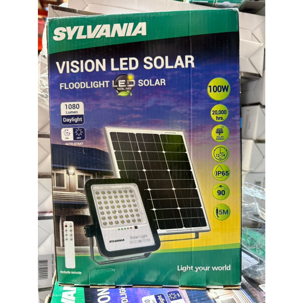 [กล่องชำรุด ไม่มีผลต่อการใช้งาน ] SYLVANIA โคมไฟสปอร์ตไลท์โซลาร์เซลล์ /ไฟถนนโซล่าเซลล์  LED Solar Cell พร้อมรีโมท