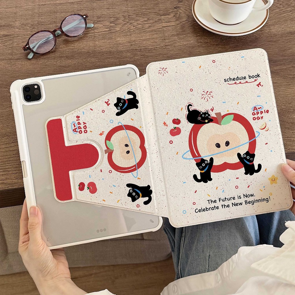 ⚡พร้อมส่ง⚡Case iPad Gen12 Gen11 Air8 ที่ใส่ปากกา Apple Cat เคสiPadหมุน 360° Air7 Pro11/13 2025 Gen10