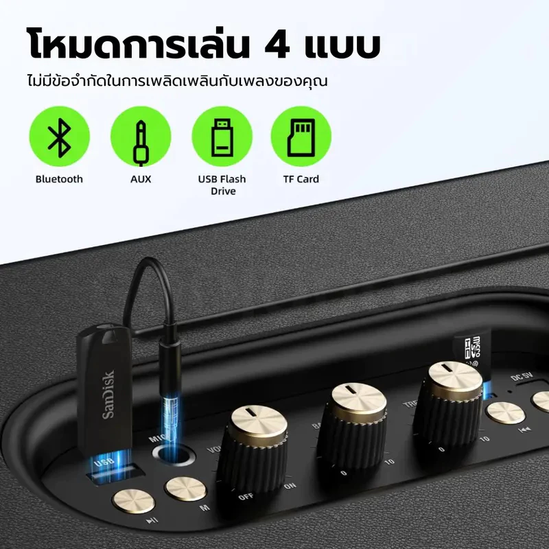 GOOJODOQ Ab4093 ลําโพง Bluetooth 5.3 ลำโพงขนาดใหญ่ 4 ช่อง 40w เสียงเบส 3600mah ไมโครโฟน 2 ตัว thumbnail 6