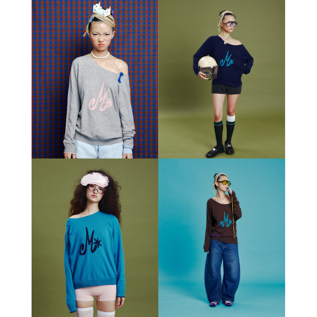 เสื้อไหมพรมปาดไหล่ Mochi Off-shoulder with long sleeve khit
