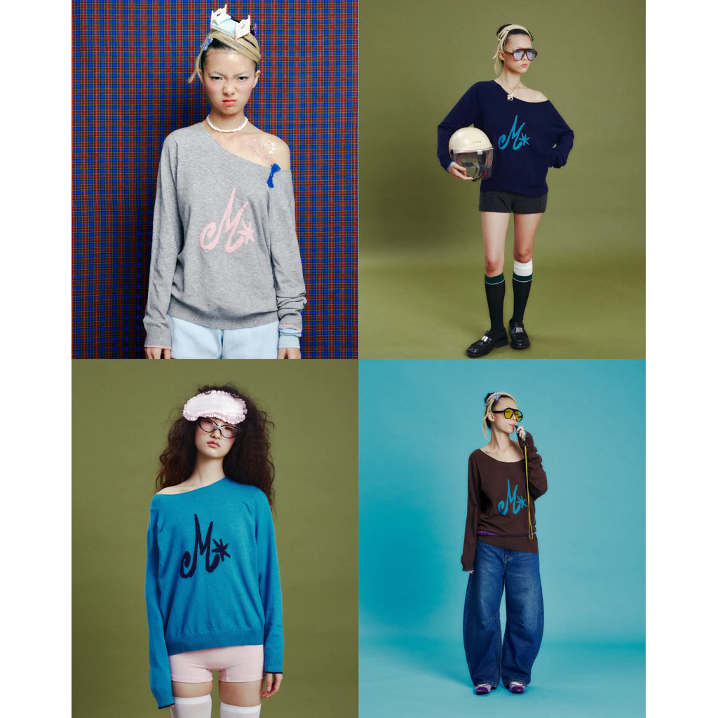 เสื้อไหมพรมปาดไหล่ Mochi Off-shoulder with long sleeve khit