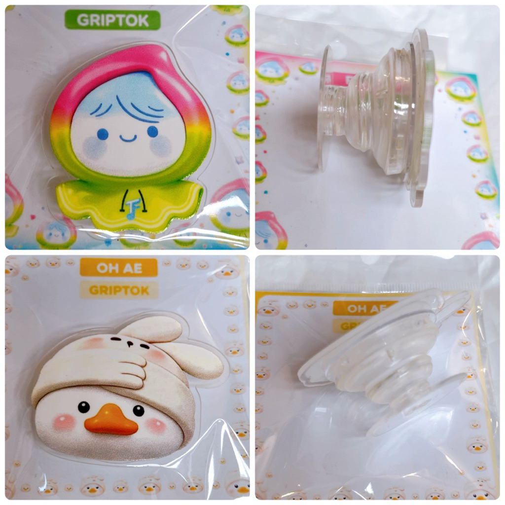 พวงกุญแจอะคริลิค เรนนี่อุ้มหัวใจโอ๋เอ๋อุ้มหัวใจ ลาย1ด้านและ Griptokที่ติดหลังโทรศัพท์ กับสติกเกอร์น่ารัก