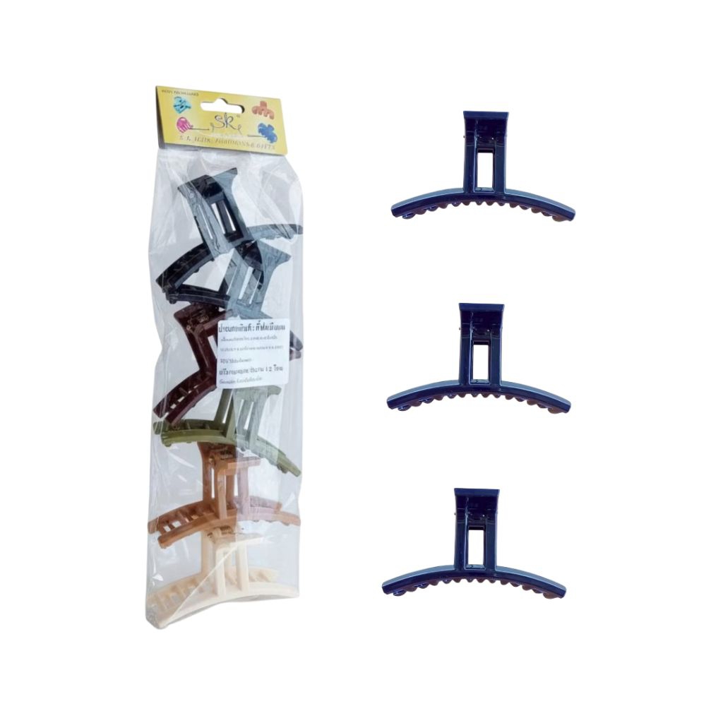 กิ๊บหนีบผมกะเหรี่ยงคอยาวสีพื้นทึบ รุ่น PS168 หนีบแน่น อยู่ทรง ดีไซน์เรียบหรู | 1 แพ็ค 6 ชิ้น