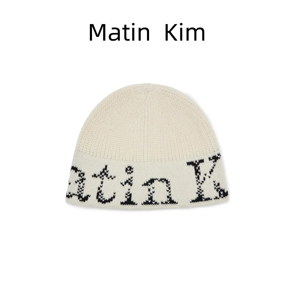 ✈️ส่งตรงจากเกาหลี! 🇰🇷 💯% MATIN KIM LOGO JACQUARD SHORT BEANIE หมวกไหมพรม