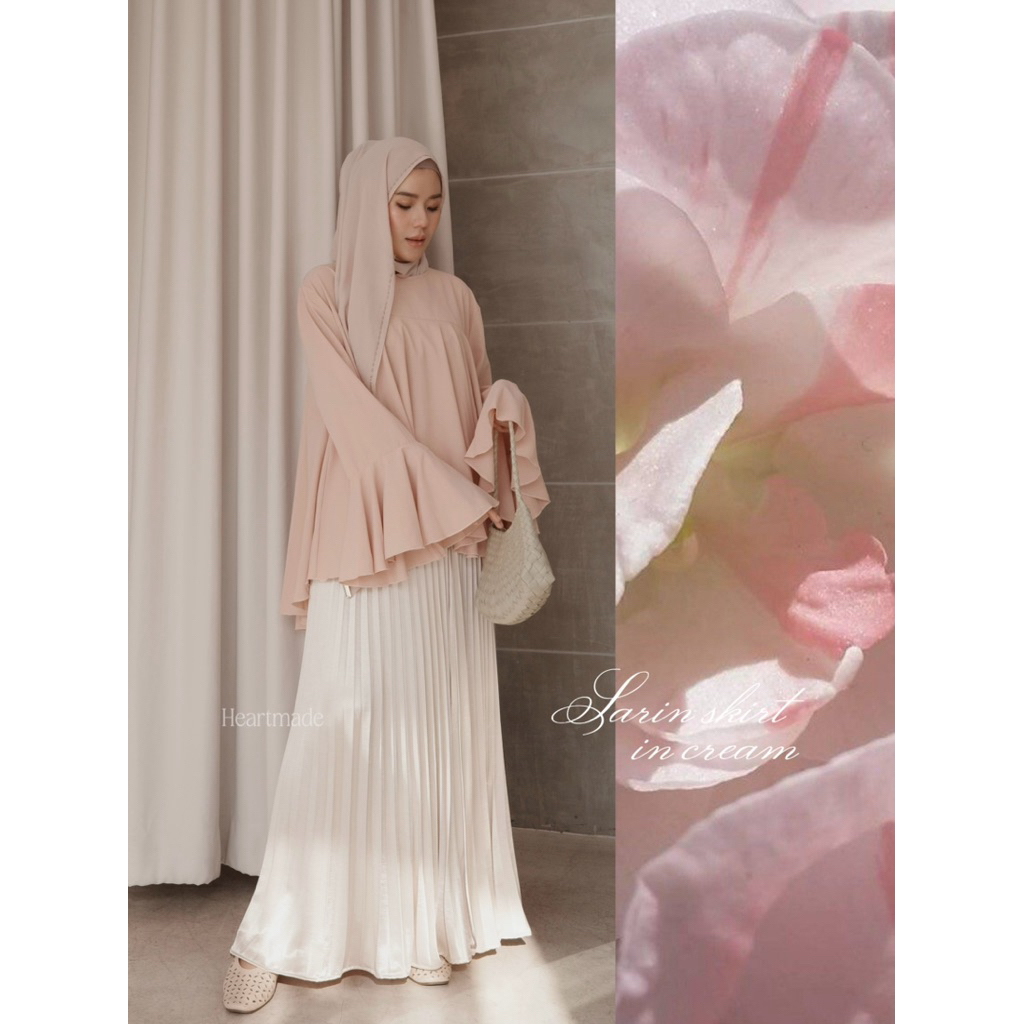 Heartmade-Sarin satin pleated skirt(สินค้าพร้อมส่ง)🪡✨