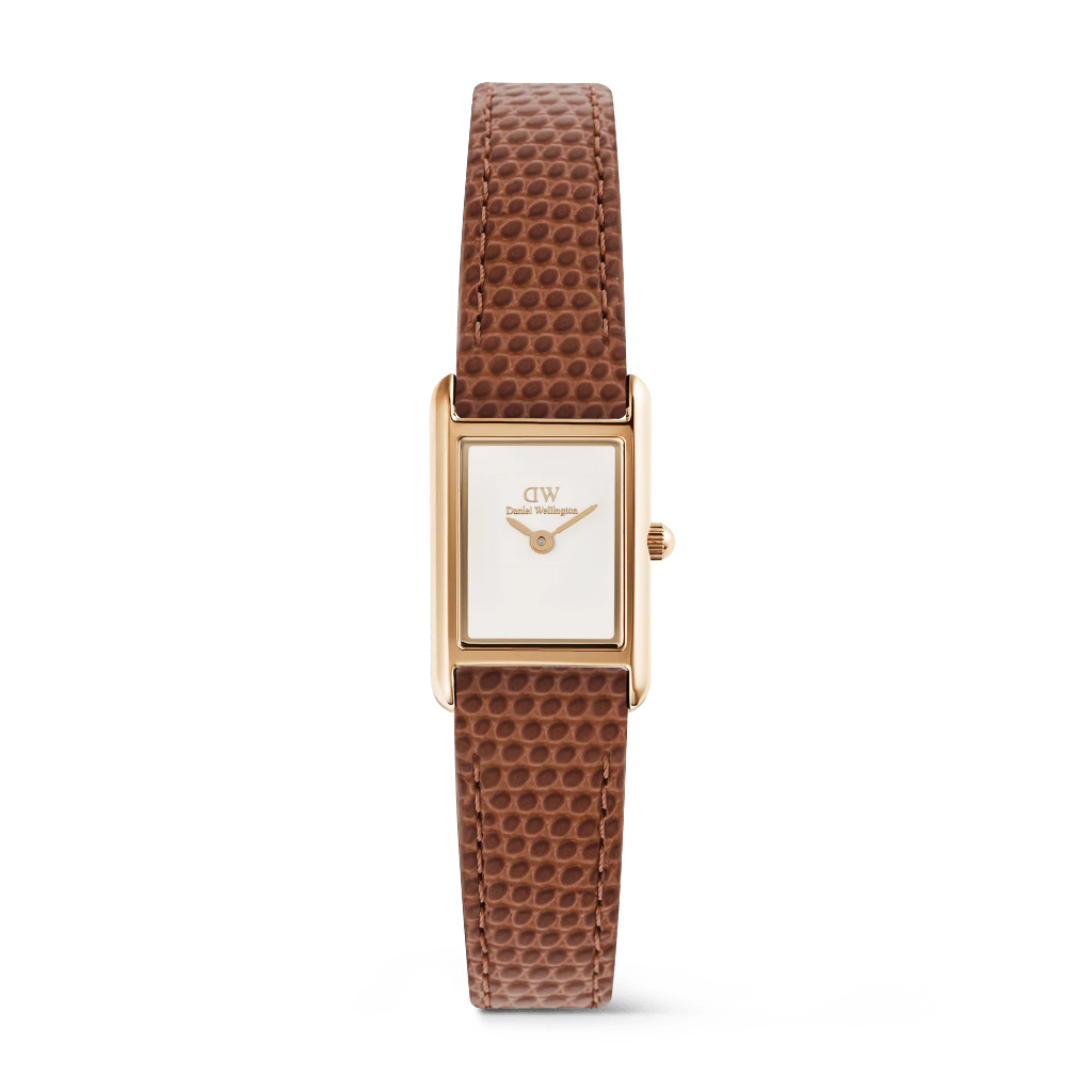Daniel Wellington นาฬิกาข้อมือ Bound Mini Light Brown Lizard Rose Gold