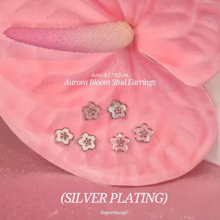 ต่างหู Aurora Bloom Stud Earrings วัสดุพิเศษ Mother of Pearl ก้านเงินแท้ S925 - The Green Box
