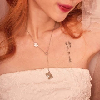 earika.earrings - Starry Love Note Necklace สร้อยคอยาวซองจดหมายไข่มุก วัสดุสแตนเลส stainless steel เหมาะสำหรับคนแพ้ง่าย