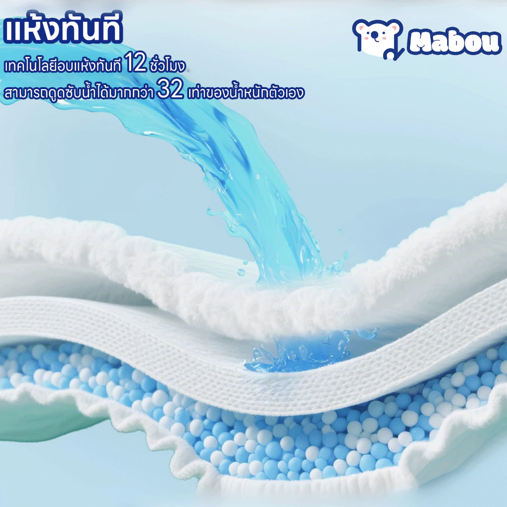 Mabou แพมเพิส แพมเพิสเด็ก 50ชิ้น นุ่ม ใส่สบาย NB-4XL BABY Diaper Pant ผ้าอ้อม แพมเพิสเด็กแรกเกิด แบบเทป แพมเพิสเด็ก COD thumbnail 6