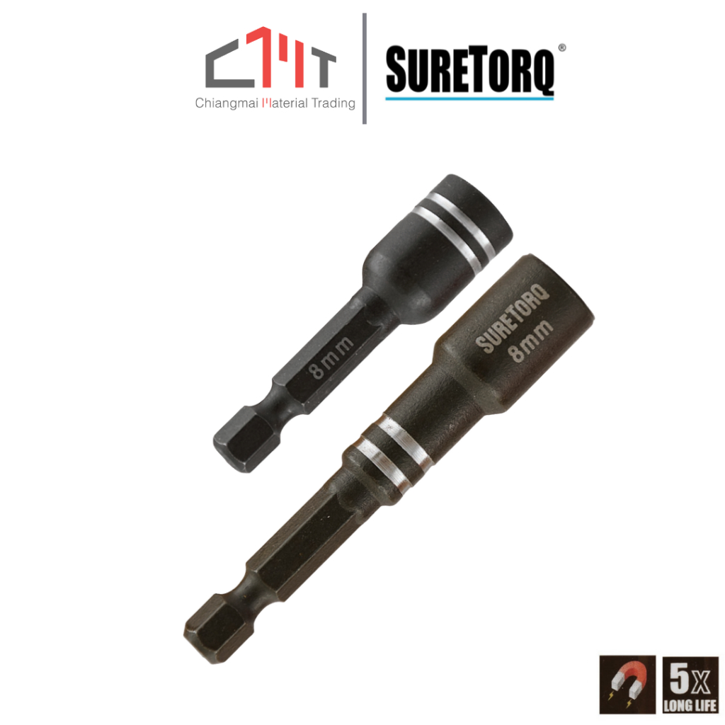 SURETORQ ดอกลม หัวลูกบ๊อก รุ่น IMPACT แม่เหล็ก ขนาด H6 - H10 ยาว 48mm. - 65mm. No.0171 / 0172