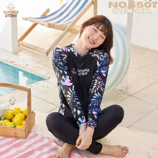 💖ใส่ได้ถึง 100kg💖ชุดว่ายน้ําผู้หญิงสาวอวบ ชุดว่ายน้ําสาวอวบ กันUV เป็นยางยืด ใส่สบาย m-10XL รุ่น5501