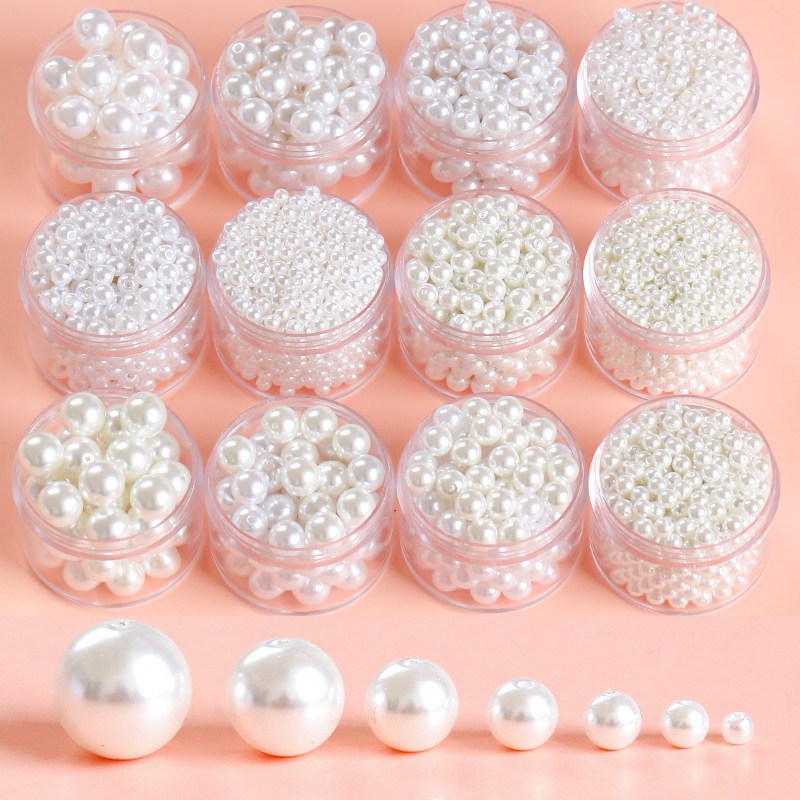 ลูกปัดไข่มุกเทียม ABS สีขาวงาช้างทรงกลม 4-20มม. ลูกปัดหลวม DIY งานฝีมือเครื่องประดับและการตกแต่ง ทำสร้อยคอ สร้อยข้อมือ