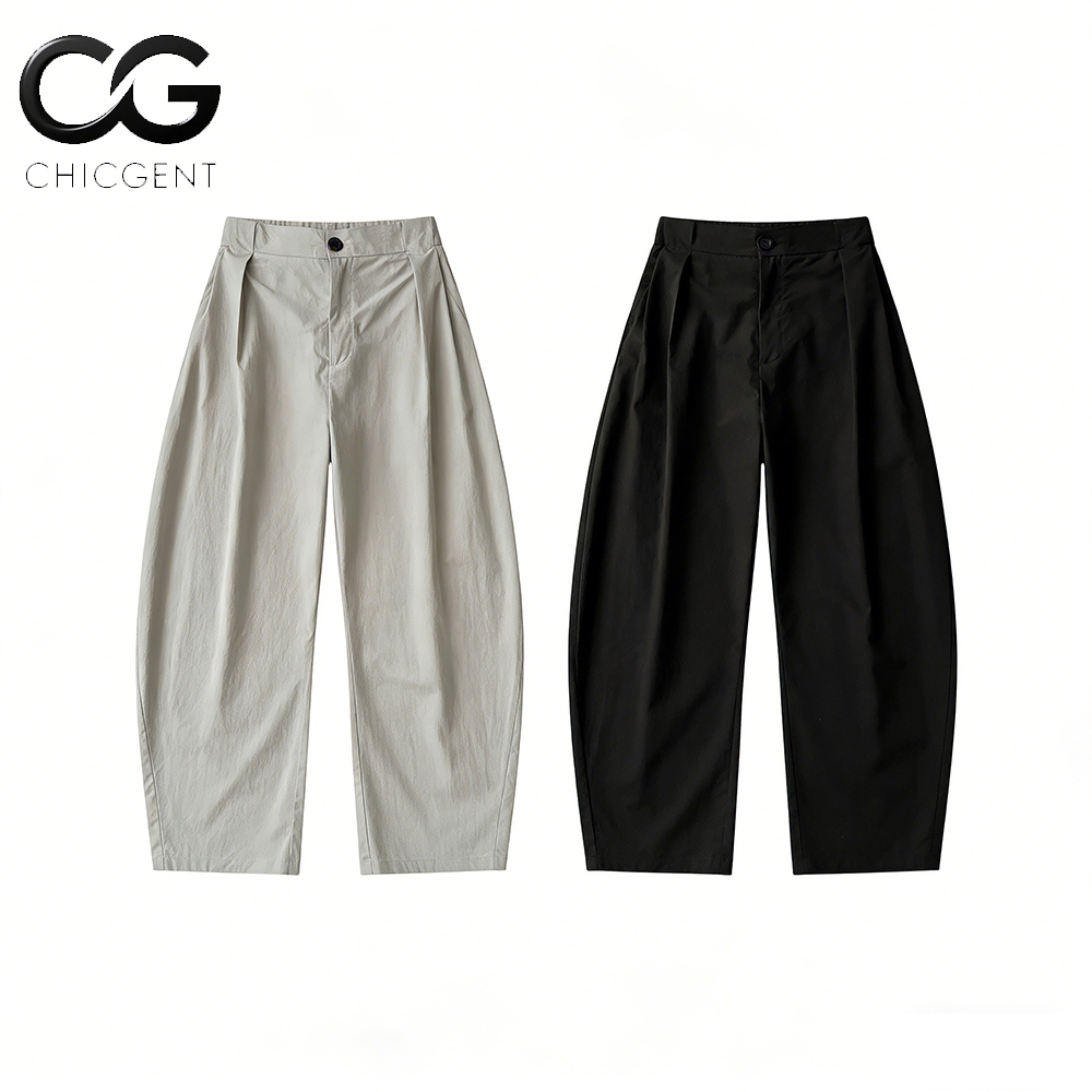 CHICGENT COD กางเกงขายาวผู้ชาย ขากระบอกใหญ่ (เอวยืดได้ ผ้าหนา) ทรง Work Wear Casual Pants